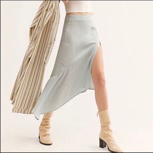 Free People Lola Asymmetrical Slit Skirt Seafoam